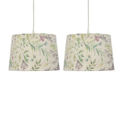 First Choice Lighting Set Of 2 Voyage - Floral Print 28Cm Pendant Or Lamp Shades - image 1