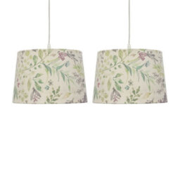 First Choice Lighting Set Of 2 Voyage - Floral Print 28Cm Pendant Or Lamp Shades - thumbnail 1