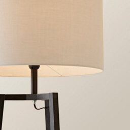 Valuelights Hiru Black 3 Tier Shelf Floor Lamp With Grey Drum Shade And Bulb - thumbnail 5