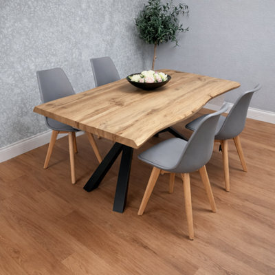 Kosy Koala Modern Dining Table With 4 Grey Plastic Chairs With Faux Leather Padded Seats - image 1