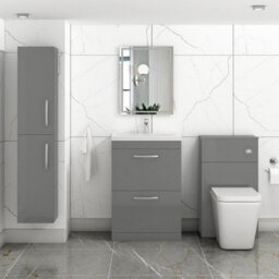 Royal Bathrooms Turin Indigo Grey Gloss 600mm Floor Standing Vanity Unit 2 Drawer With Mid-Edge Basin Sink - thumbnail 4