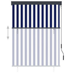 Berkfield Outdoor Roller Blind 120X250 Cm Blue And White - thumbnail 3