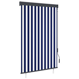 Berkfield Outdoor Roller Blind 120X250 Cm Blue And White - thumbnail 1