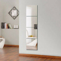 Living And Home Set Of 4 Square Frameless Wall Mirror Tiles 300 X 300 mm