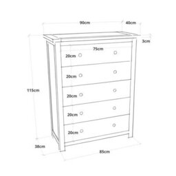Cabinet Bits Lugo 5 Drawer Chest Of Drawers Wood Knob - thumbnail 9