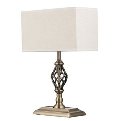 Lighting Supermarket Kingswood Barley Twist Rectangular Base Traditional Table Lamp - Antique Brass - image 1