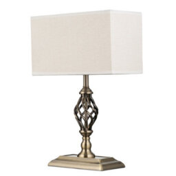 Lighting Supermarket Kingswood Barley Twist Rectangular Base Traditional Table Lamp - Antique Brass - thumbnail 1
