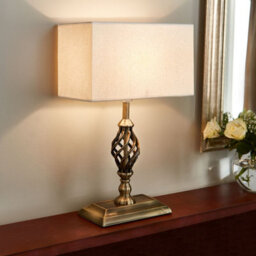 Lighting Supermarket Kingswood Barley Twist Rectangular Base Traditional Table Lamp - Antique Brass - thumbnail 3