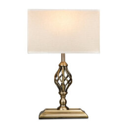 Lighting Supermarket Kingswood Barley Twist Rectangular Base Traditional Table Lamp - Antique Brass - thumbnail 2