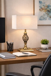 Lighting Supermarket Kingswood Barley Twist Rectangular Base Traditional Table Lamp - Antique Brass - thumbnail 4