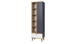 Arte Memone Artistic Tall Cabinet - Golden Oak With Graphite & White Matt - W600mm X H2000mm X D400mm