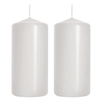 SolaDirect Pillar Candles, Pack Of 2, Unscented, Long Burning Time, 10 X 5 Cm / 4 X 2 In (White, Matt) - image 1