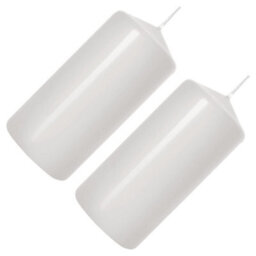 SolaDirect Pillar Candles, Pack Of 2, Unscented, Long Burning Time, 10 X 5 Cm / 4 X 2 In (White, Matt) - thumbnail 8