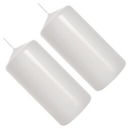 SolaDirect Pillar Candles, Pack Of 2, Unscented, Long Burning Time, 10 X 5 Cm / 4 X 2 In (White, Matt) - thumbnail 6