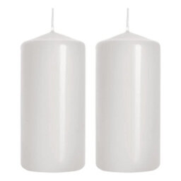 SolaDirect Pillar Candles, Pack Of 2, Unscented, Long Burning Time, 10 X 5 Cm / 4 X 2 In (White, Matt) - thumbnail 1