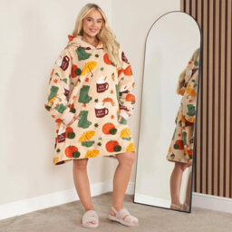 Ohs Autumn Hoodie Blanket Wearable Fleece Soft Throw Oversized Big Warm Jumper - thumbnail 7