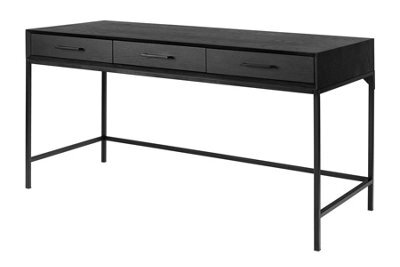 My Furniture Duo Black Desk - Sleek Dressing Table With Gloss Finish And Metal Legs - image 1