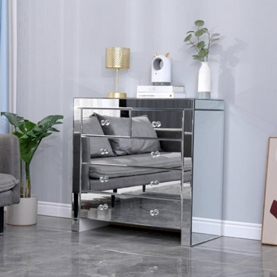 Furniturehmd Mirrored Glass Chest Of Drawers Muti-Storage Cabinet Storage Unit Sideboard Cupboard For Living Room, Bedroom - image 1