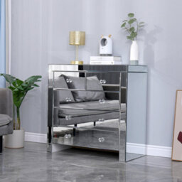 Furniturehmd Mirrored Glass Chest Of Drawers Muti-Storage Cabinet Storage Unit Sideboard Cupboard For Living Room, Bedroom - thumbnail 1
