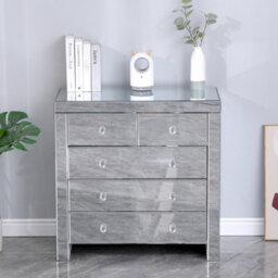 Furniturehmd Mirrored Glass Chest Of Drawers Muti-Storage Cabinet Storage Unit Sideboard Cupboard For Living Room, Bedroom - thumbnail 2