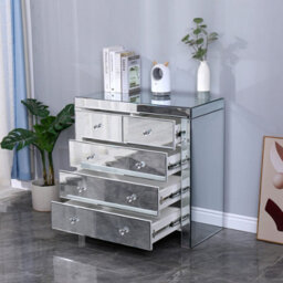 Furniturehmd Mirrored Glass Chest Of Drawers Muti-Storage Cabinet Storage Unit Sideboard Cupboard For Living Room, Bedroom - thumbnail 3