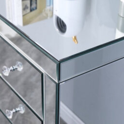 Furniturehmd Mirrored Glass Chest Of Drawers Muti-Storage Cabinet Storage Unit Sideboard Cupboard For Living Room, Bedroom - thumbnail 4
