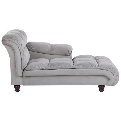 Beliani Left-Hand Chaise Longue Lormont Velvet Light Grey - image 1
