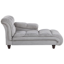 Beliani Left-Hand Chaise Longue Lormont Velvet Light Grey - thumbnail 1