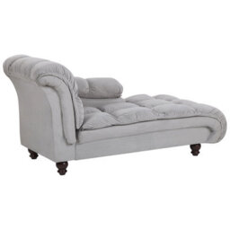 Beliani Left-Hand Chaise Longue Lormont Velvet Light Grey - thumbnail 4