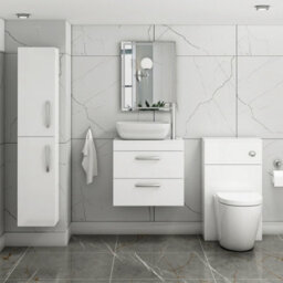 Royal Bathrooms 600mm Wall Hung Vanity Unit 2 Drawer Gloss White & Elva Countertop Basin - thumbnail 2