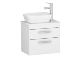 Royal Bathrooms 600mm Wall Hung Vanity Unit 2 Drawer Gloss White & Elva Countertop Basin - thumbnail 4