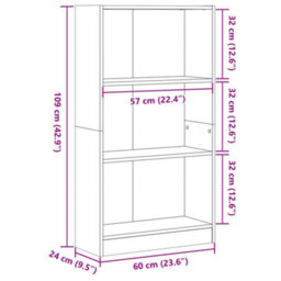 Vidaxl Bookcase Old Wood 60X24X109 Cm Engineered Wood - thumbnail 9