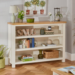 The Furniture Market Cotswold Cream Wide Low Bookcase - thumbnail 1