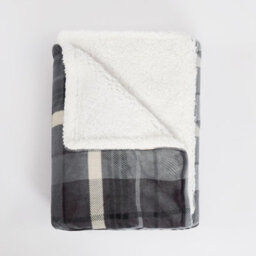 Ohs Winsford Flannel Check Fleece Throw - Grey - thumbnail 4