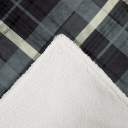 Ohs Winsford Flannel Check Fleece Throw - Grey - thumbnail 5
