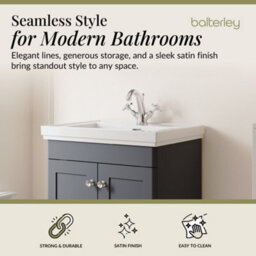 Balterley Swynnerton Traditional Bathroom Floor Standing 2-Door Vanity Unit & Fireclay Basin, Dark Grey, 600mm - thumbnail 2