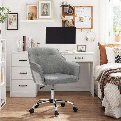 Songmics Office Chair, Swivel Chair, Desk Chair, Makeup Vanity Chair, Adjustable Height, Armrests, For Home Office, Dove Grey - image 1