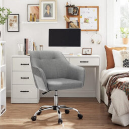 Songmics Office Chair, Swivel Chair, Desk Chair, Makeup Vanity Chair, Adjustable Height, Armrests, For Home Office, Dove Grey - thumbnail 1