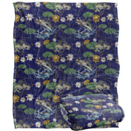 Jq Licensing Jl-Jp-Jq Silky Tiki Flower Fishing Supersoft Blanket Blue (One Size) - thumbnail 2