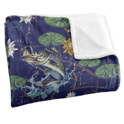 Jq Licensing Jl-Jp-Jq Silky Tiki Flower Fishing Supersoft Blanket Blue (One Size) - thumbnail 3