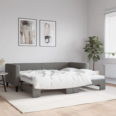 Berkfield Daybed With Trundle Dark Grey 90X190 Cm Fabric - image 1