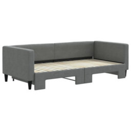 Berkfield Daybed With Trundle Dark Grey 90X190 Cm Fabric - thumbnail 3