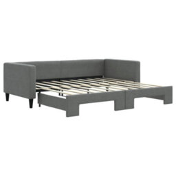 Berkfield Daybed With Trundle Dark Grey 90X190 Cm Fabric - thumbnail 2