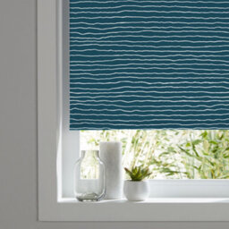 Kitchen & Bathroom Blinds Corded Stripe Print Navy Blackout Roller Blind (W)60Cm (L)180Cm - thumbnail 1