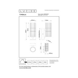 Lucide Timbala Outdoor Up & Down Wall Light With Pir Sensor Black - thumbnail 6