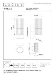 Lucide Timbala Outdoor Up & Down Wall Light With Pir Sensor Black - thumbnail 7
