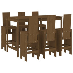 Berkfield 7 Piece Garden Bar Set Honey Brown Solid Wood Pine - thumbnail 2