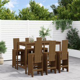 Berkfield 7 Piece Garden Bar Set Honey Brown Solid Wood Pine