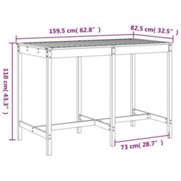 Berkfield 7 Piece Garden Bar Set Honey Brown Solid Wood Pine - thumbnail 9