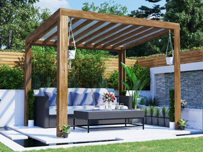 Dunster House Pergola With Roof 3M X 2.5M Pressure Treated Wooden Gazebo Shelter Terracube - image 1